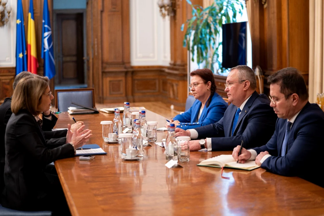 Președintele Senatului, Nicolae Ciucă, cu ambasadoarea Greciei, Evangelia Grammatika Foto: Facebook