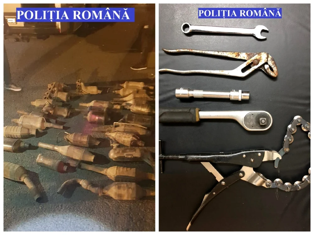 Catalizatoare şi scule descoperite de poliţişti la percheziţii. Foto: IPJ Alba