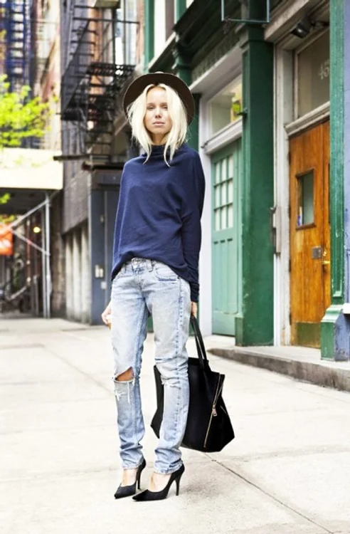 With loose turtleneck heels big bag and wide brim hat jpg jpeg