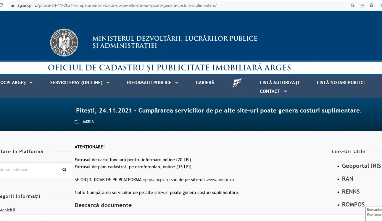 Avertismentul OCPI Argeș. FOTO OCPI Argeș