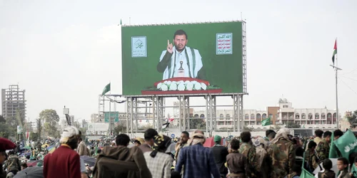 Abdulmalik Al Houthi vorbește cu ocazia unei comemorări religioase în capitală FOTO profimedia jpg