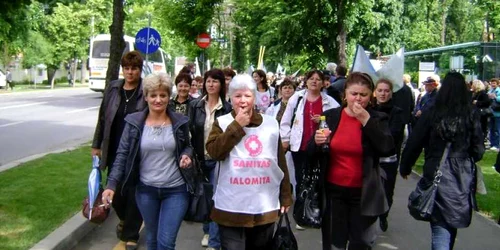 Aproximativ 100 de sindicaliști Sanitas protestează, azi, în București