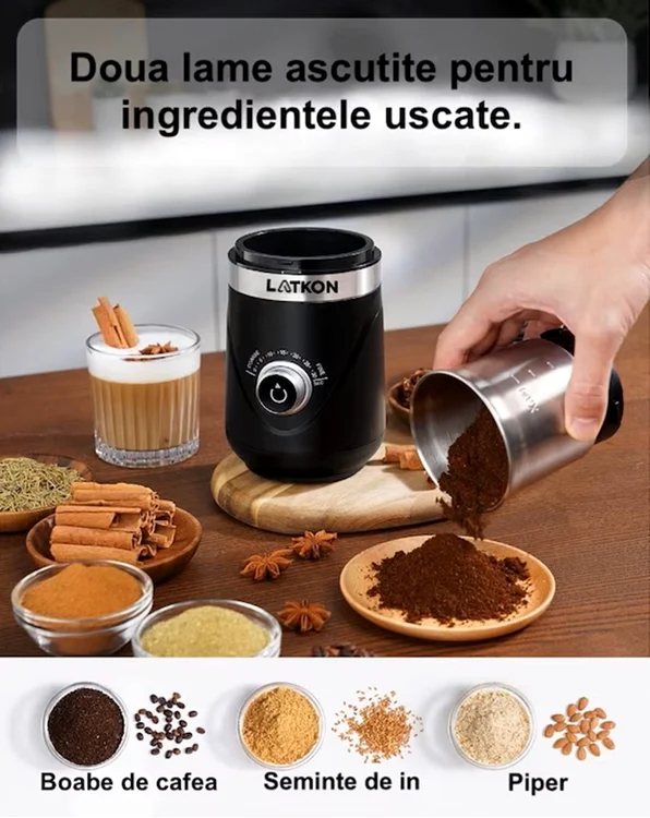 Râșniță electrică de cafea Latkon CG638, în top 7 râșnițe de cafea 2026 Sursă eMAG jpg