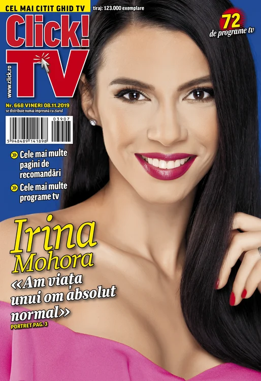 Irina Mohora, pe coperta celui mai citit ghid tv din România, Click! TV - ediția de vineri, 8 noiembrie