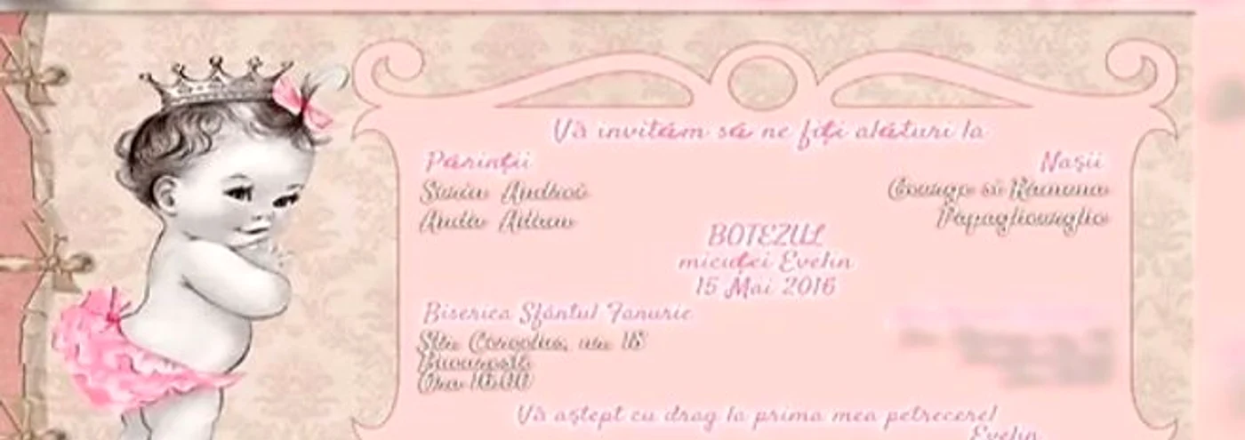 Invitația la botezul lui Evelin