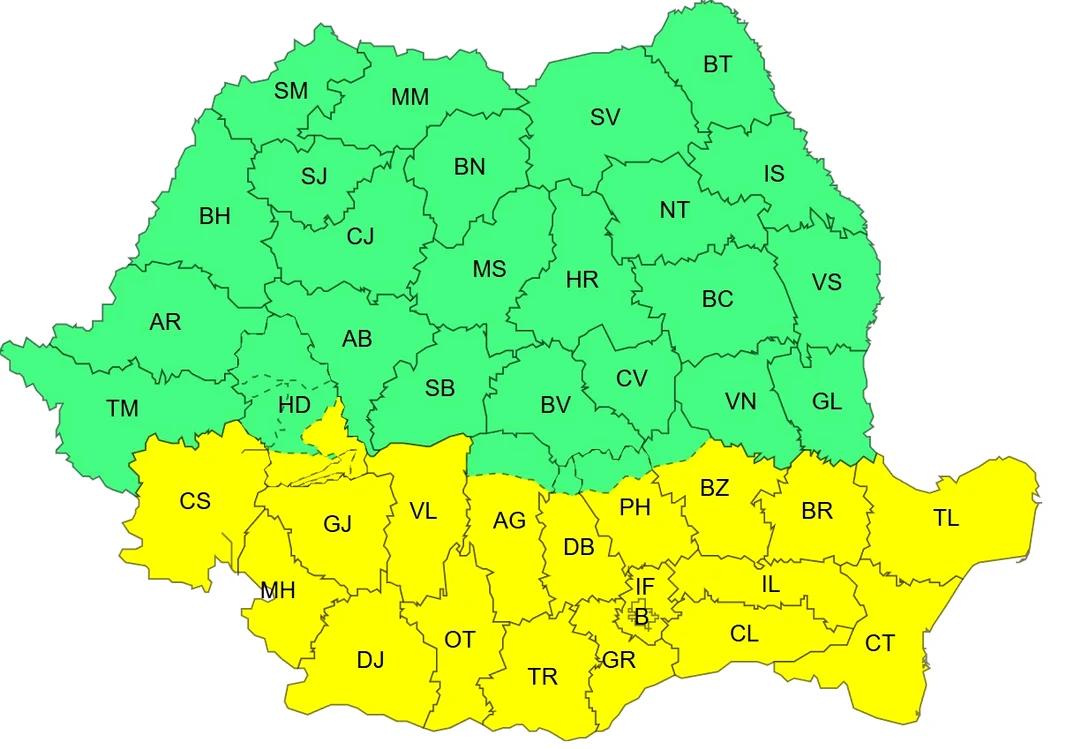 Cod galben de intensificări ale vântului, ninsori viscolite, strat de zăpadă și polei FOTO: ANM