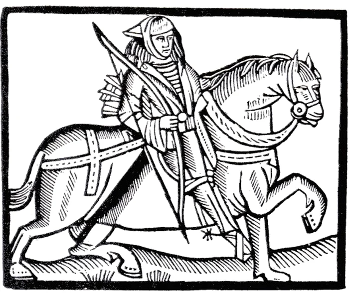 Robin Hood. Gravură din secolul al XV-lea (© Wikimedia Commons)