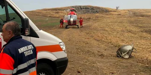 Accident rutier judeţul Tulcea. Intervine elicopterul SMURD FOTO ISU Tulcea