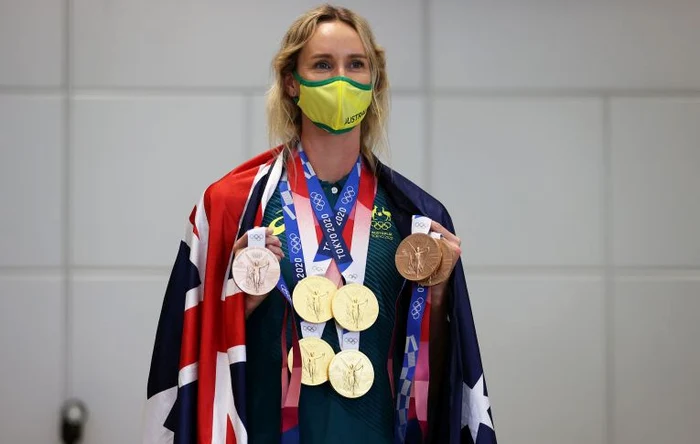 
    Emma McKeon, cu toate cele 7 medalii olimpice cucerite la TokyoFoto: Guliver/ GettyImages  