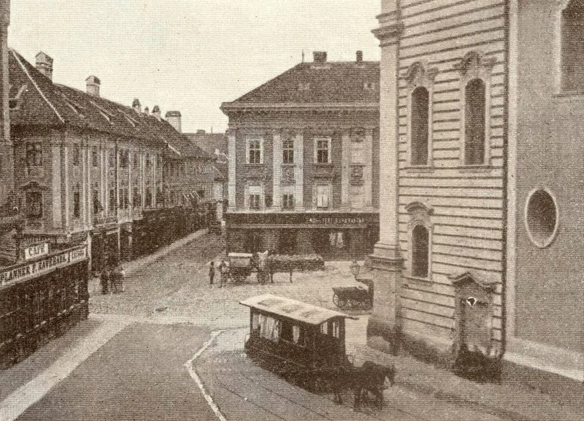 Tramvai cu cai pe străzile Timișoarei (© Muzeul Național al Banatului)