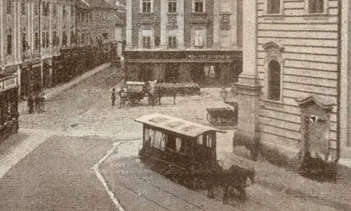 Tramvai cu cai pe străzile Timișoarei (© Muzeul Național al Banatului) 