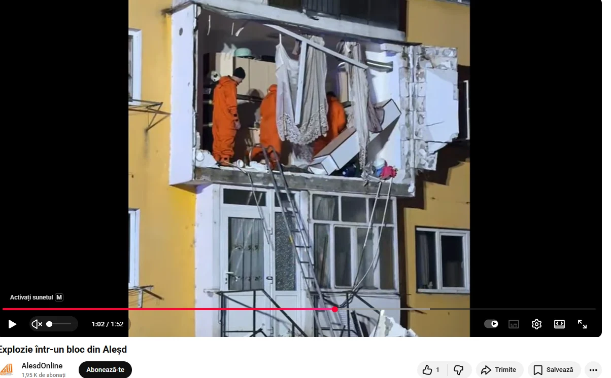 Explozie într-un bloc din Bihor. Un balcon s-a prăbușit, cu tot cu o femeie. Cauza deflagrației