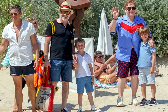 Elton John And Family Leaving At Club 55 In Saint Tropez jpeg