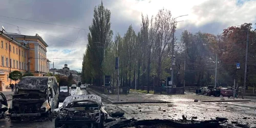 Atac cu rachete in Kiev FOTO Twitter @den_kazansky