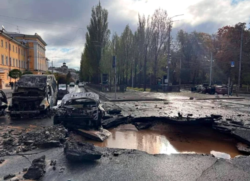 Atac cu rachete în Kiev FOTO Twitter / @den_kazansky