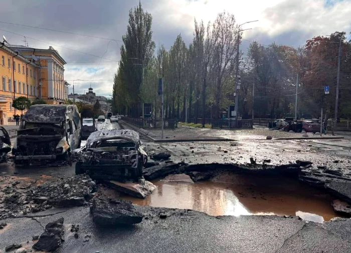 Atac cu rachete în Kiev FOTO Twitter / @den_kazansky