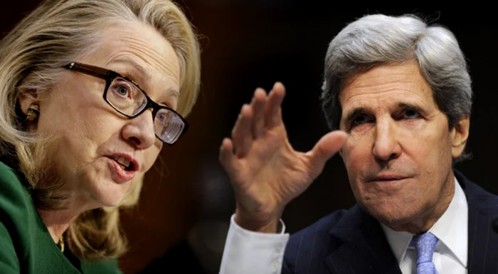 Fosta şefăc a diplomaţiei americane, Hallary Clinton şi actualul secretar de stat american, John Kerry