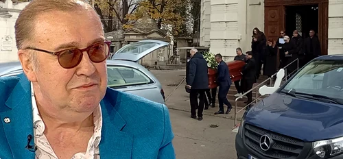 Momentul în care sicriul cu trupul neînsuflețit al artistului este scos din Capela Cimitirului Bellu, unde ieri a avut loc priveghiul
