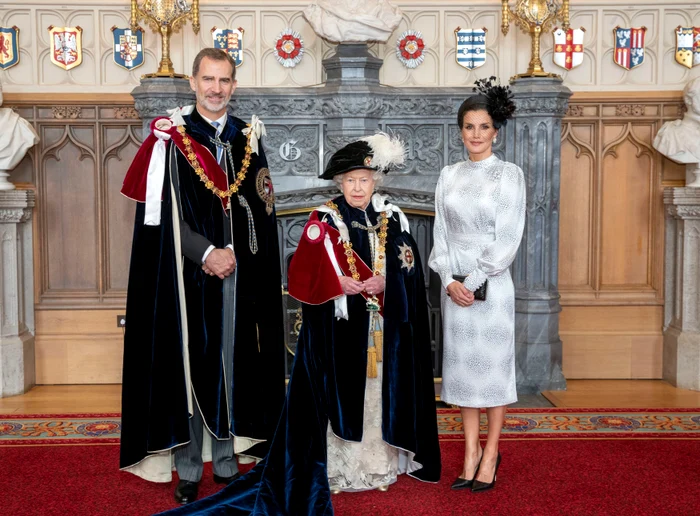 Regina Letizia cu Regina Elisabeta și Regele Felipe la Castelul Windsor în 2019. Getty Images