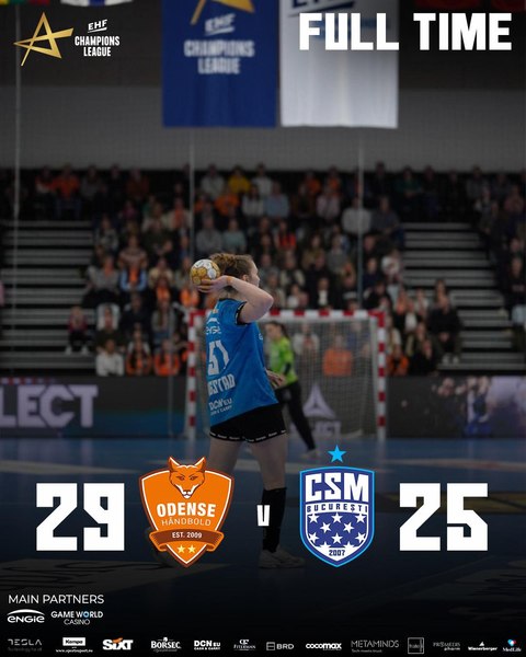 CSM Bucureşti a pierdut la Odense şi va evolua în play-off-ul Ligii Campionilor