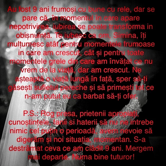 What's Up și SImina și-au spus adioFoto Facebook