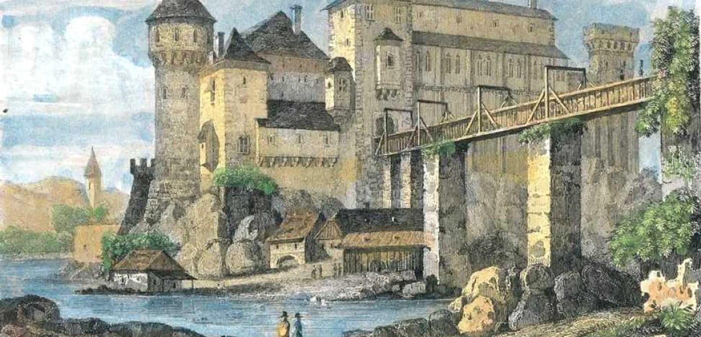 Castelul în 1842, de Augustin Francois Lemaitre. FOTO: colecţia Dan Simion Grecu.