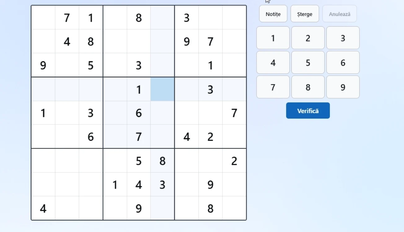 Sudoku de sâmbătă, 3 octombrie
