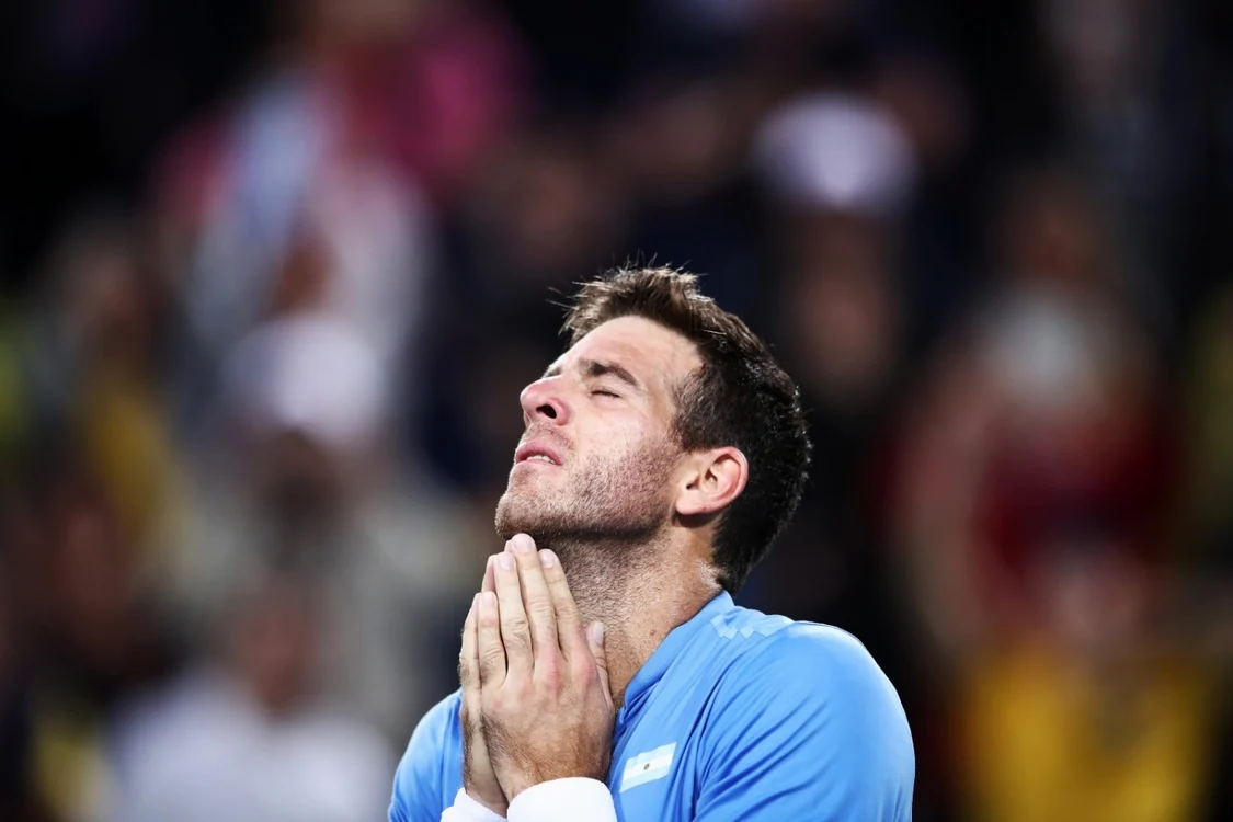 Argentinianul  Juan Martin Del Potro se bucură după ce a câştigat partida împotriva spaniolului Roberto Bautista Agut la Jocurile Olimpice de la Rio. FOTO Guliver/Gettyimages