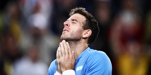 Argentinianul  Juan Martin Del Potro se bucură după ce a câştigat partida împotriva spaniolului Roberto Bautista Agut la Jocurile Olimpice de la Rio. FOTO Guliver/Gettyimages