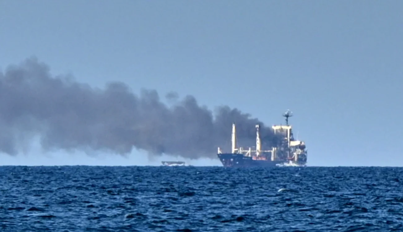 Nava „Golden Leo” a fost lovită în timpul unui atac rusesc asupra portului Odesa. FOTO: AP