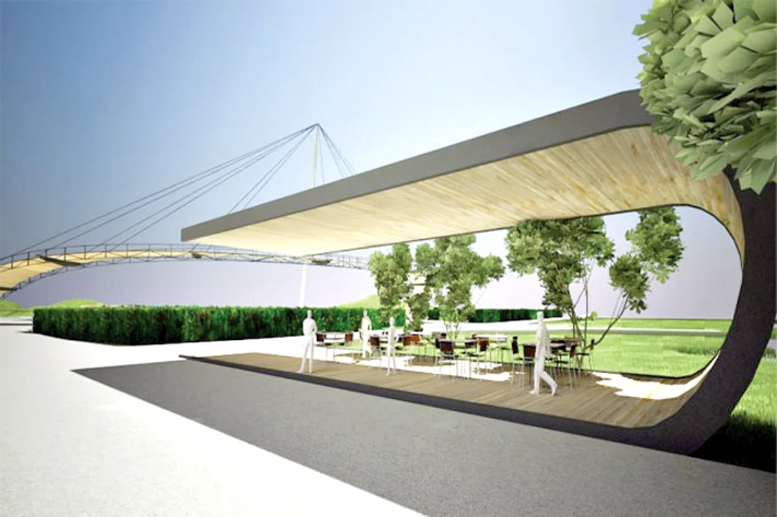 Tot aici va fi construită o pasarelă  pietonală metalică în arcadă