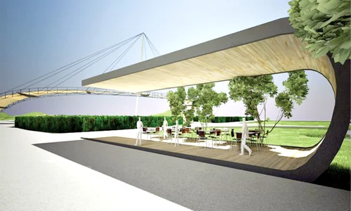 Tot aici va fi construită o pasarelă  pietonală metalică în arcadă jpeg