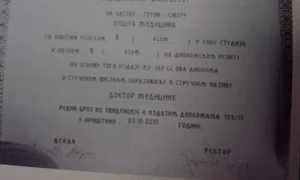 Diploma de la Universitatea din Priștina  jpeg