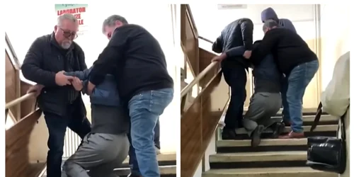 Pacient târât pe scări la o policlinică din Ploiești