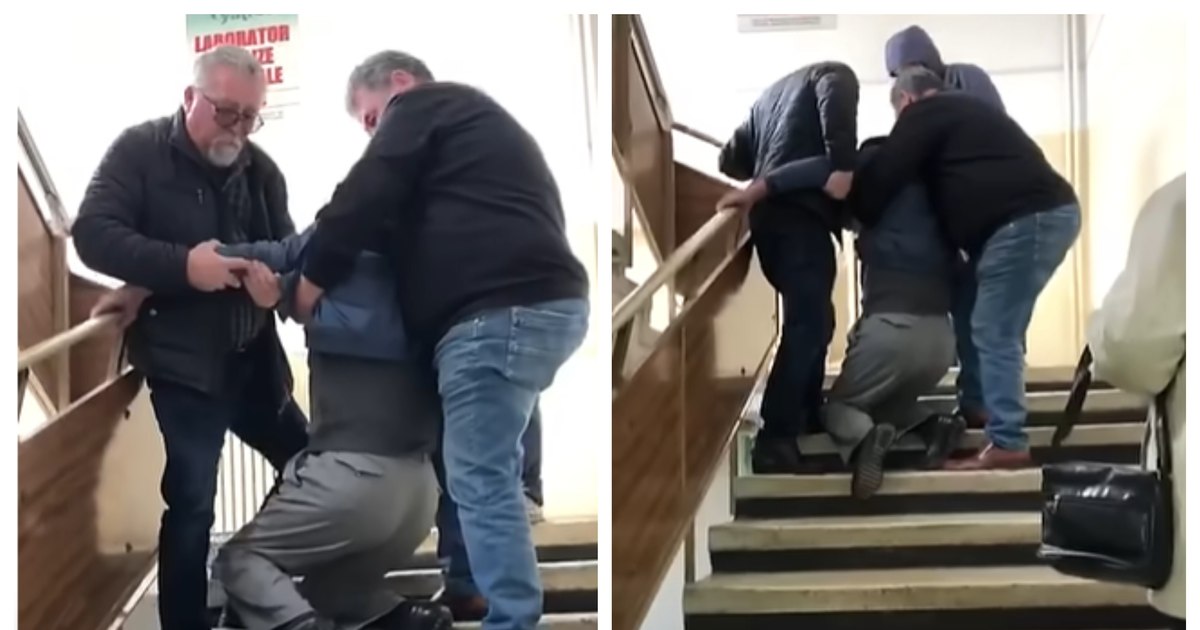 Imaginile umilinței. Pacient târât pe scări la o policlinică din Ploiești. DSP Prahova a demarat un control