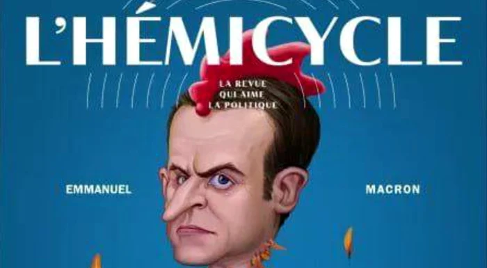 Emmanuel Macron, caricaturizat sub forma unui cocoș jumulit FOTO Twitter/ Sprinterfactory