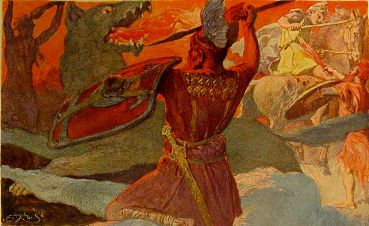 1 800px Odin und Fenriswolf Freyr und Surt jpg jpeg