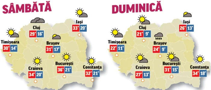 Prognoza meteo pentru următoarele două zile anunță că vremea va fi instabilă din punct de vedere termic