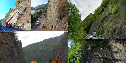 Restricții de trafic pe Valea Oltului pentru consolidarea versanților cu bariere de retenție și plase de protecție Colaj DMS