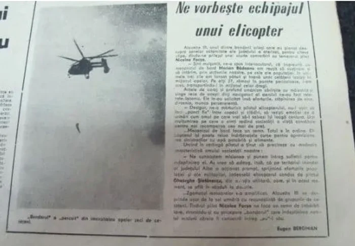 Articol în Scânteia despre intervenția elicopterului la Alba Iulia FOTO Arhivele Naționale