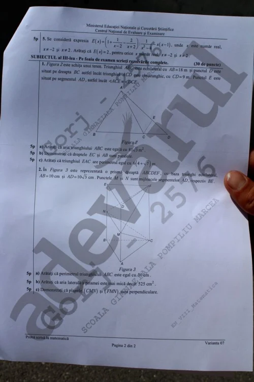 Elevii de clasa a-VIII-a au susţinut examenul la matematică 