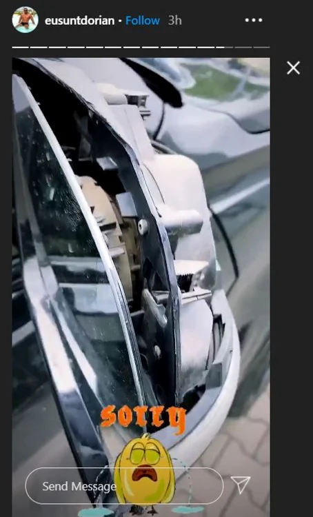 Oglinda mașinii lui Dorian a avut de suferit din cauza neatenției artistului