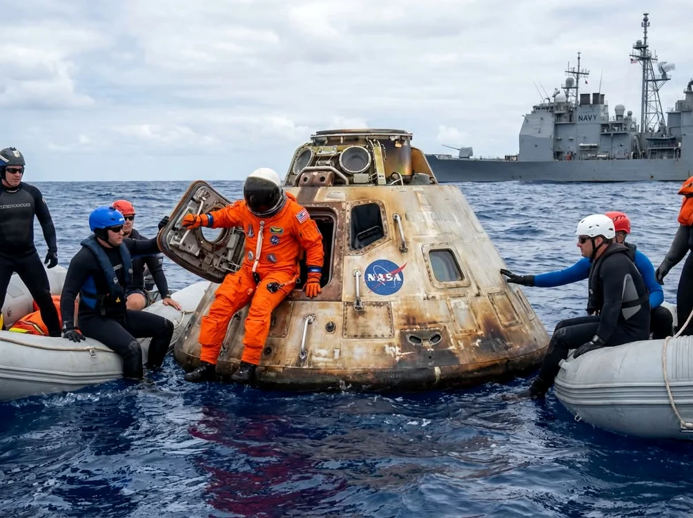 Un astronaut iese din capsula Orion/FOTO:X