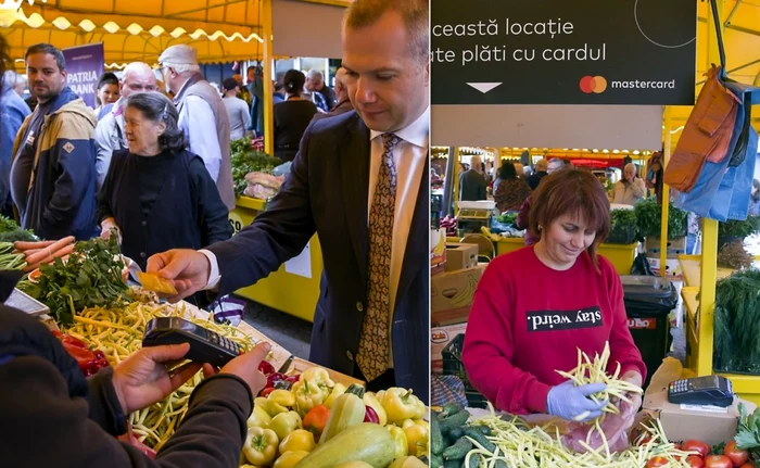 Plată cu cardul la tarabele din piaţa din Galaţi FOTO C.C.