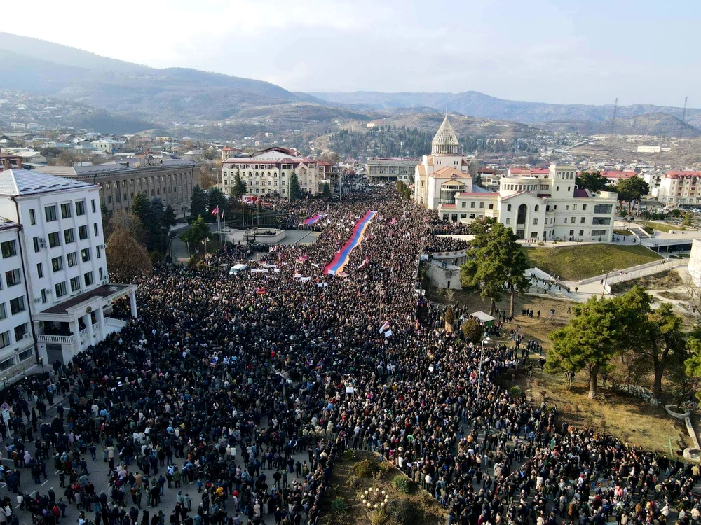 Proteste la Stepanakert. FOTO Twitter