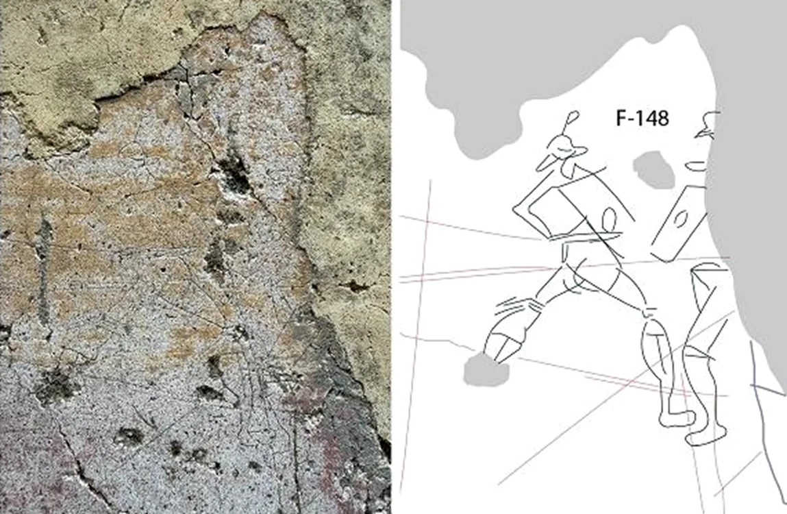 Desenul cu doi gladiatori salvat cu tehnologia modernă. Foto: Pompeii-Parco Archeologico 