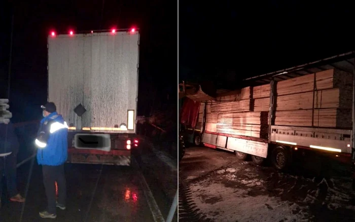 Cherestea transportată ilegal. FOTO: IJJ Hunedoara.