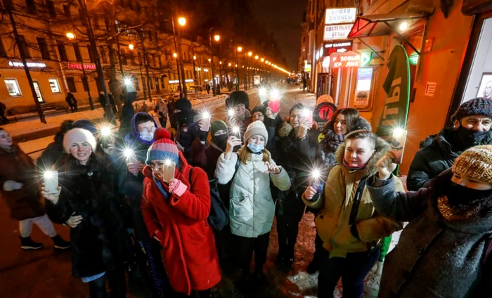 Suporteri ai lui Navalnii manifestand de 14 februarie FOTO EPA-EFE