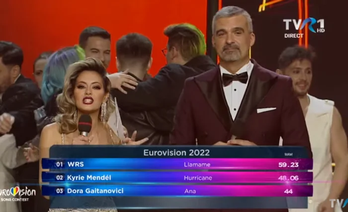 Tabelul cu punctajul obţinut de cei clasaţi pe primele poziţii la Eurovision România captură TVR