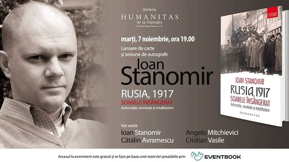 Lansare de carte: «Rusia, 1917 Soarele însângerat Autocrație, revoluție și totalitarism», de Ioan Stanomir jpeg
